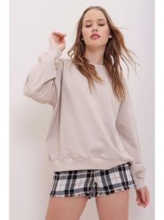 Trend Alacati Bluza w kolorze beżowym rozmiar: L. Brązowe bluzy damskie Trend Alacati, l, bez wzorów, z bawełny, bez kaptura. Za 83.62 zł.