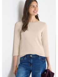 Cecil Koszulka w kolorze beżowym rozmiar: L. Brązowe bluzki damskie Cecil, l, bez wzorów, z bawełny, bez kołnierzyka, bez ramiączek. Za 70.57 zł.