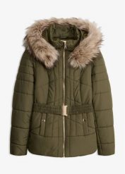 Kurtka pikowana. Zielone kurtki damskie bonprix, bez wzorów. Za 299.99 zł.