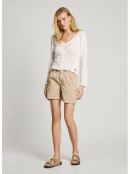 Pepe Jeans Szorty chino "Vania" - Regular fit - w kolorze beżowym rozmiar: XL. Brązowe szorty damskie Pepe Jeans, z aplikacjami, z jeansu. Za 175.67 zł.