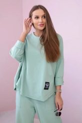 Komplet bawełniany bluza + spodnie ciemno miętowy. Zielone bluzy damskie KESI, l, bez wzorów, z bawełny, bez kaptura. Za 271.84 zł.