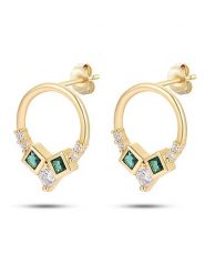 DI GIORGIO Pozłacane kolczyki-wkrętki z cyrkoniami rozmiar: onesize. Zielone kolczyki damskie DI GIORGIO, z cyrkonią, pozłacane. Za 304.99 zł.