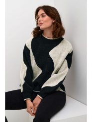 Kaffe Sweter w kolorze czarno-jasnoszarym rozmiar: XL. Czarne swetry klasyczne damskie Kaffe, xl, ze splotem, bez kołnierzyka. Za 225.45 zł.