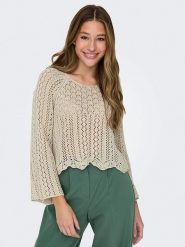 ONLY Sweter w kolorze beżowym rozmiar: XL. Brązowe swetry klasyczne damskie Only, xl, ze splotem, bez kołnierzyka. Za 65.85 zł.