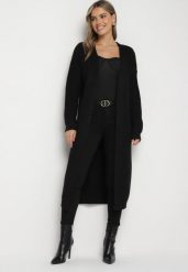 Czarny Klasyczny Długi Kardigan Niezapinany ze Ściągaczami przy Rękawach Arstel. Czarne kardigany damskie Born2be, bez wzorów, z jeansu. Za 149.99 zł.