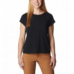 Koszulka Damska Columbia Boundless Trek Short Sleeve T-Shirt. Czarne bluzki damskie Columbia, xs, bez wzorów, bez kołnierzyka, bez ramiączek. Za 62.99 zł.