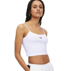 Koszulka damska FILA Loni Cropped Spaghetti. Białe bluzki damskie Fila, m, bez wzorów, bez kołnierzyka, bez ramiączek. Za 85.99 zł.