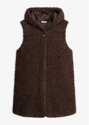 Kamizelka z polaru baranka. Brązowe kamizelki damskie bonprix, bez wzorów, z polaru, bez kaptura. Za 249.99 zł.