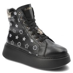 Czarne Sneakersy Libero Premium Obuwie Damskie. Czarne kozaki damskie Libero, z materiału, bez obcasa, na platformie, bez zapięcia. Za 409.00 zł.