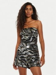 Guess Kombinezon Kahlo W3YD40 KBPN0 Czarny Regular Fit. Czarne sukienki damskie Guess, z aplikacjami, z syntetyku, bez ramiączek. Za 429.99 zł.