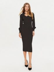 TWINSET Sukienka dzianinowa 241TP3361 Czarny Slim Fit. Czarne sukienki damskie Twinset, bez wzorów, z dzianiny, bez ramiączek. Za 479.99 zł.