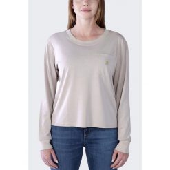 Koszulka bawełniana damska z długim rękawem Carhartt Lightweight Pocket. Brązowe bluzki damskie Carhartt, xs, bez wzorów, z bawełny, bez kołnierzyka, bez ramiączek. Za 159.99 zł.