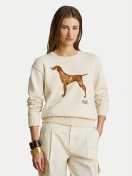 LAUREN RALPH LAUREN Sweter 200P14120001 Kremowy Regular Fit. Białe swetry klasyczne damskie Lauren Ralph Lauren, l, z bawełny, bez kołnierzyka. Za 1,199.00 zł.