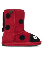 EMU Australia Śniegowce Lady Bird K10111 Czerwony. Czerwone kozaki dziewczęce EMU Australia, bez wzorów, ze skóry, bez obcasa, bez zapięcia. Za 439.99 zł.