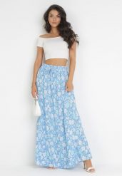 Niebieska Spódnica Maxi Bawełniana w Kwiaty Shimine. Niebieskie spódnice damskie Born2be, s, bez wzorów, z bawełny, maxi. Za 64.99 zł.
