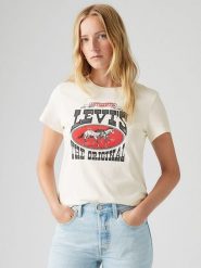 Levi's Koszulka w kolorze kremowym rozmiar: S. Brązowe koszulki damskie Levi's, s, bez wzorów, z bawełny, bez kołnierzyka, bez ramiączek. Za 65.69 zł.
