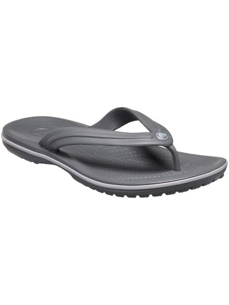 Japonki damskie Crocs Flip. Szare klapki damskie Crocs, bez wzorów, z materiału, bez obcasa, bez zapięcia. Za 169.99 zł.