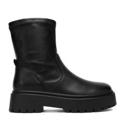 Botki DeeZee. Czarne botki damskie DeeZee, bez obcasa, na płaskiej podeszwie, bez zapięcia. Za 229.99 zł.