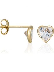 OR ÉCLAT Złote kolczyki-wkrętki "Coeur brillant" z cyrkoniami rozmiar: onesize. Białe kolczyki damskie Or Éclat, z cyrkonią, złote. Za 260.99 zł.