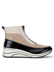 Remonte Botki D0T71-60 Beżowy. Brązowe botki damskie Remonte, z materiału, bez obcasa, na koturnie, bez zapięcia. Za 272.99 zł.