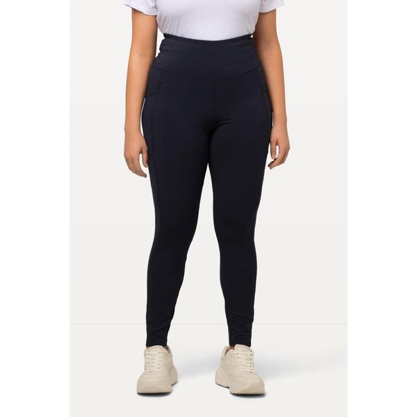Damskie Legginsy sportowe szybkoschnące bardzo elastyczne. Niebieskie legginsy damskie Ulla Popken, plus size, bez wzorów, z materiału, na jogę i pilates. Za 239.99 zł.