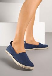 Granatowe Płaskie Espadryle z Plecionką na Podeszwie Julietae. Niebieskie espadryle damskie Renee, bez wzorów, bez obcasa, na płaskiej podeszwie. Za 54.99 zł.