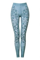 Legginsy sportowe damskie DEEP TRIP Aqua. Niebieskie legginsy damskie DEEP TRIP, l, z aplikacjami, z elastanu, z podwyższonym stanem, na fitness i siłownię. Za 179.00 zł.