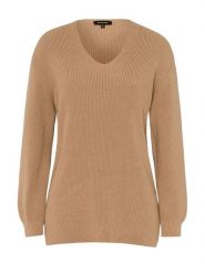 More & More Sweter w kolorze beżowym rozmiar: 46. Brązowe swetry klasyczne damskie More & More, prążkowane, bez kołnierzyka. Za 91.99 zł.