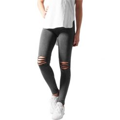 Damskie klasyczne legginsy miejskie z wycięciami do kolan. Czarne legginsy damskie Urban Classics, bez wzorów. Za 149.50 zł.