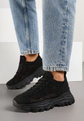 Czarne Sneakersy z Siateczkową Cholewką Toliriva. Czarne obuwie sportowe damskie Born2be, z jeansu, bez zapięcia. Za 79.99 zł.