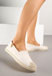 Beżowe Espadryle z Elastyczną Wstawką Zdobione Plecionką Kinellis. Brązowe espadryle damskie Renee, z aplikacjami, bez obcasa. Za 39.99 zł.