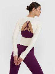 4F Longsleeve do jogi i pilatesu z wycięciem na plecach damski - biały XS/S. Białe koszulki sportowe damskie 4F, l, bez wzorów, z dzianiny, bez ramiączek, na fitness i siłownię. W wyprzedaży za 119.99 zł.