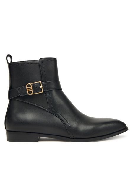 Liu Jo Botki Liz 01 SF5123 P0102 Czarny. Czarne botki damskie Liu Jo, ze skóry, bez obcasa, na płaskiej podeszwie, bez zapięcia. Za 539.99 zł.