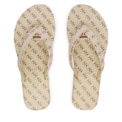 Japonki Guess. Brązowe klapki damskie Guess, z aplikacjami, bez obcasa, bez zapięcia. Za 245.99 zł.