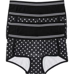 Figi "french" (4 pary) bonprix czarno-biały z nadrukiem. Białe figi bonprix, z nadrukiem. Za 39.96 zł.