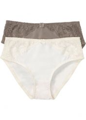 Figi maxi z koronką (2 pary). Czerwone figi bonprix, bez wzorów, z koronki. Za 69.99 zł.