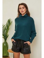 Joséfine Sweter "Karcag" w kolorze ciemnozielonym rozmiar: S. Zielone swetry klasyczne damskie Joséfine, s, z kaszmiru, bez kołnierzyka. Za 197.45 zł.