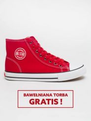 Trampki damskie wysokie czerwone JJ274A503 603. Czerwone trampki damskie Big Star, bez wzorów, z żakardem, bez zapięcia. W wyprzedaży za 88.99 zł.