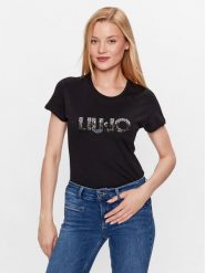 Liu Jo T-Shirt WF3085 J6308 Czarny Regular Fit. Czarne t-shirty damskie Liu Jo, xs, bez wzorów, z bawełny, bez kołnierzyka. Za 439.99 zł.