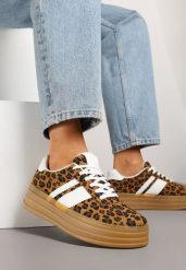 Panterkowe Sneakersy Kultowe Tenisówki z Ozdobnymi Paskami Vandell. Obuwie sportowe damskie Renee, z jeansu, bez zapięcia, tenisowe. Za 79.99 zł.
