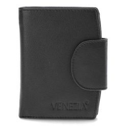 Czarny Stylowy Portfel Damski Venezia z Blokadą RFID. Czarne torebki klasyczne damskie Venezia, ze skóry, bez dodatków. Za 129.00 zł.