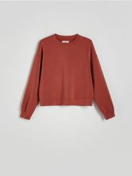 Bluza z dodatkiem modalu - miedziany. Brązowe bluzy damskie Reserved, l, bez wzorów, z dzianiny, bez kaptura. W wyprzedaży za 79.99 zł.
