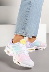 Biało-Różowe Buty Sportowe Sneakersy z Tłoczoną Cholewką Calzivis. Białe obuwie sportowe casual damskie Renee, z jeansu, bez zapięcia. Za 119.99 zł.