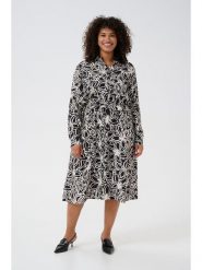 KAFFE curve Sukienka w kolorze czarno-kremowym rozmiar: 50. Czarne sukienki damskie KAFFE curve, bez wzorów, z tkaniny, bez ramiączek. Za 126.99 zł.