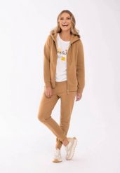 Spodnie dresowe N-MONSI. Brązowe spodnie dresowe damskie Volcano, plus size, bez wzorów, z bawełny. Za 129.99 zł.