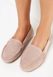 Różowe Mokasyny Thalothee. Czerwone mokasyny damskie Born2be, ze skóry, z okrągłym noskiem, bez obcasa. Za 99.99 zł.