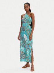 Seafolly Sukienka letnia La Mer 55423-DR Turkusowy Regular Fit. Niebieskie sukienki damskie Seafolly, bez wzorów, ze lnu, bez ramiączek. Za 429.99 zł.