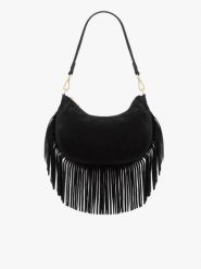 Czarna torebka boho z frędzlami. Czarne torebki klasyczne damskie Brawo sp. z o.o., z jeansu, bez dodatków. W wyprzedaży za 161.99 zł.