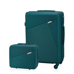 Walizka M i duży kuferek BETLEWSKI Zielony ZEST BWA-053 ZIEL M. Zielone walizki Betlewski, bez wzorów, z materiału. Za 339.99 zł.