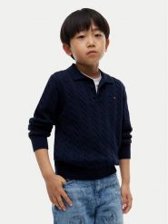 Tommy Hilfiger Sweter KB0KB10624 Granatowy Regular Fit. Niebieskie swetry chłopięce Tommy Hilfiger, z jeansu, bez kołnierzyka. Za 369.99 zł.